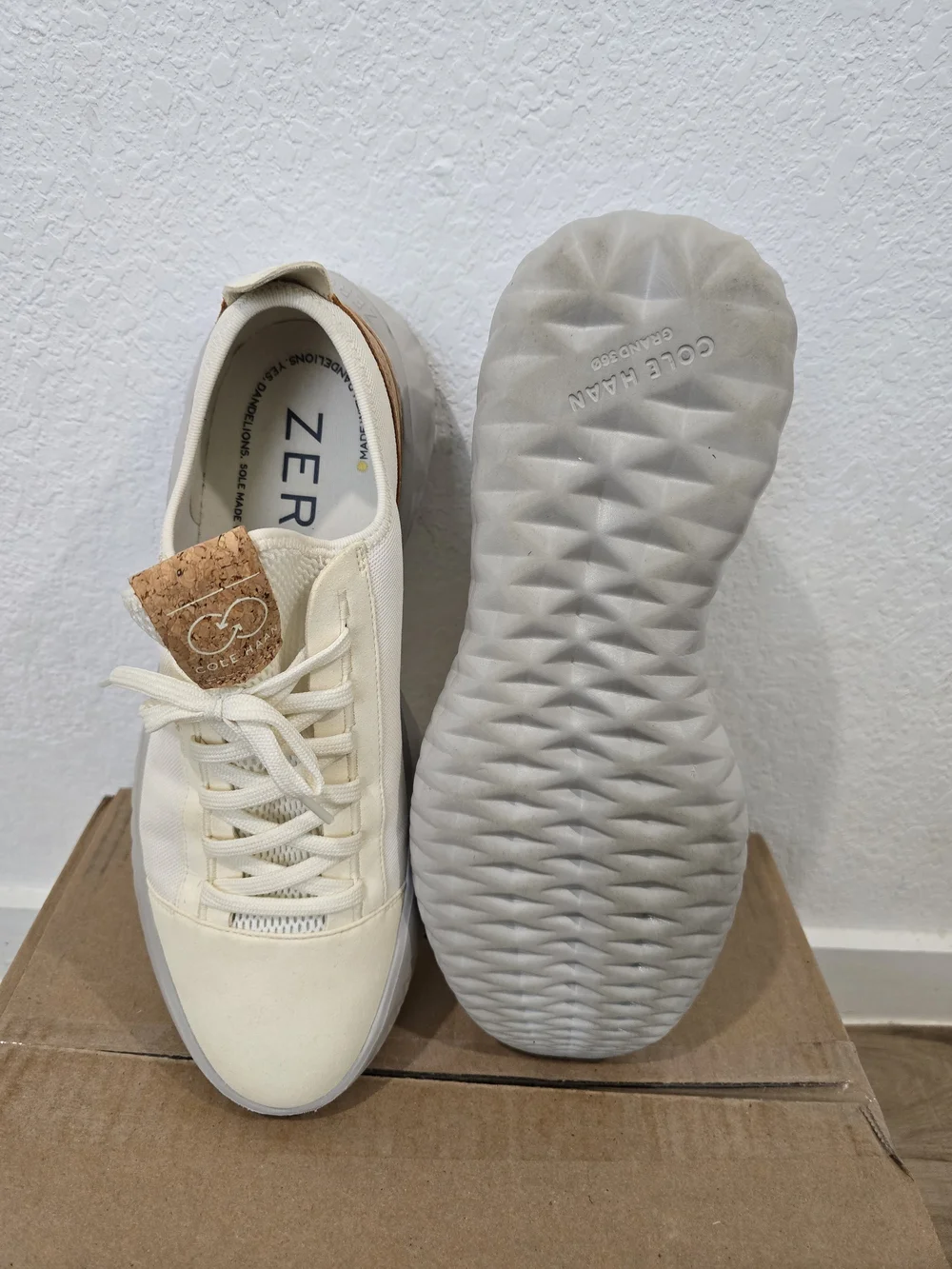 Men's Cole Haan Zergrand II Neutral Cream Casual Sneakers - Picture 7 of 10